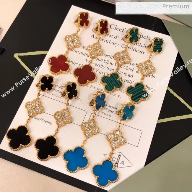 Van Cleef Arpels Three Clovers Earrings With Crystal 2061214 Red 2020 (MLD-20061214)