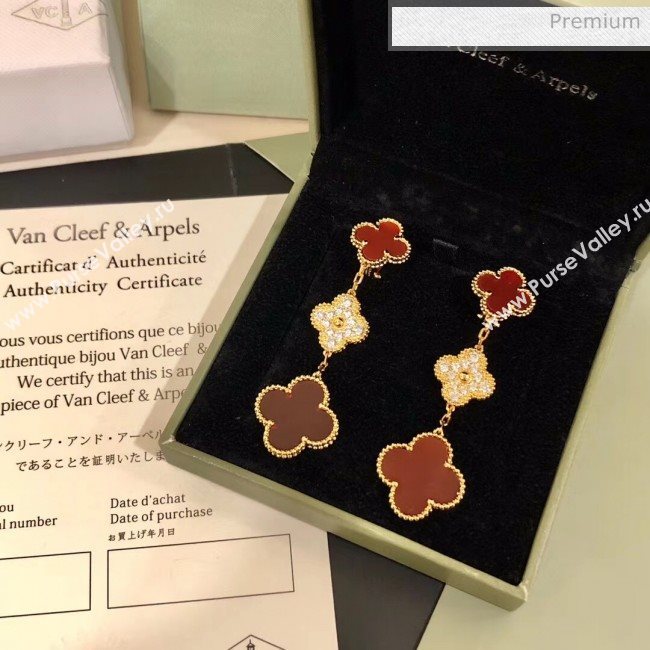 Van Cleef Arpels Three Clovers Earrings With Crystal 2061214 Red 2020 (MLD-20061214)