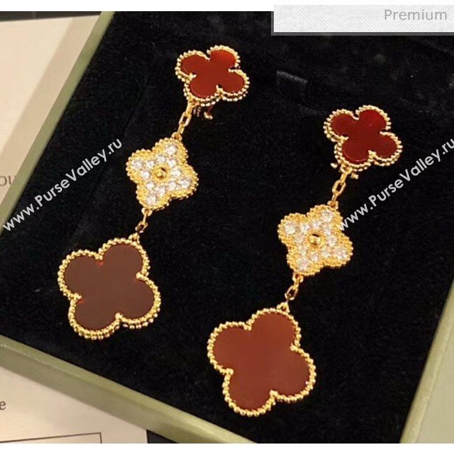 Van Cleef Arpels Three Clovers Earrings With Crystal 2061214 Red 2020 (MLD-20061214)