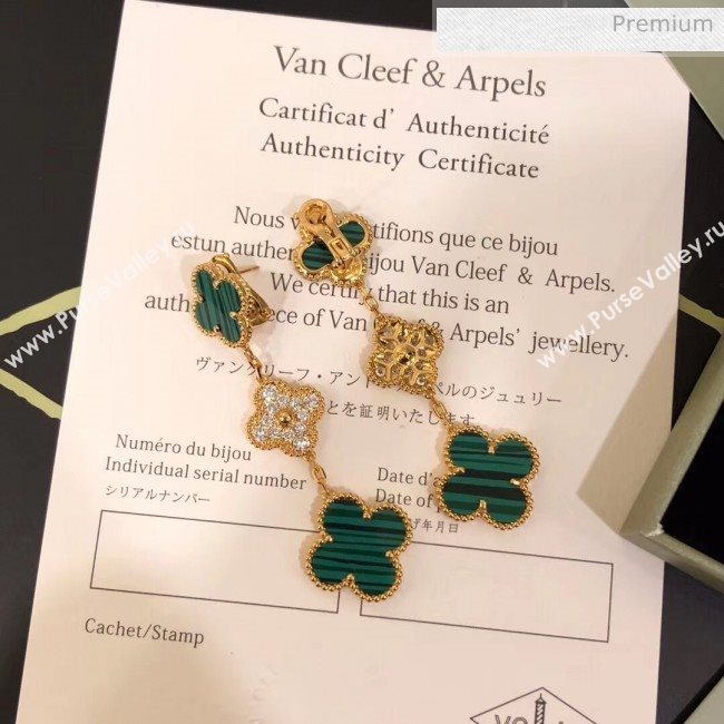 Van Cleef Arpels Three Clovers Earrings With Crystal 2061217 Green 2020 (MLD-20061217)