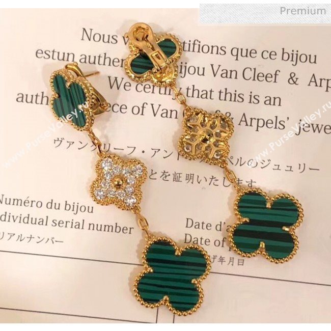 Van Cleef Arpels Three Clovers Earrings With Crystal 2061217 Green 2020 (MLD-20061217)