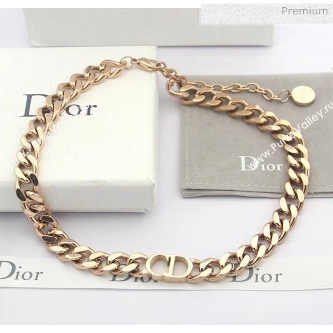 Dior CD Chian Short Necklace 2061233 Pink Gold 2020 (CS-20061233)