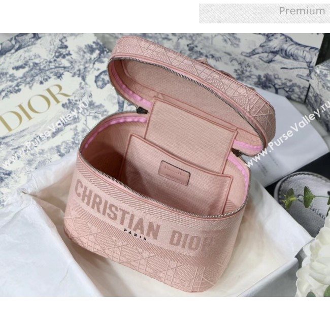 Dior Embroidered Canvas Large Cosmetic Bag Pink 2020 (XXG-20061247)