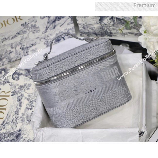 Dior Embroidered Canvas Large Cosmetic Bag Grey 2020 (XXG-20061248)