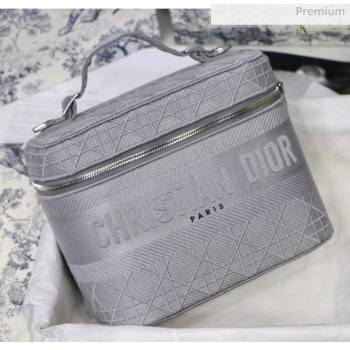 Dior Embroidered Canvas Large Cosmetic Bag Grey 2020 (XXG-20061248)