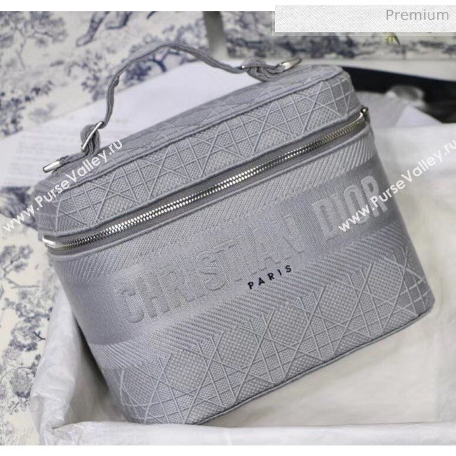 Dior Embroidered Canvas Large Cosmetic Bag Grey 2020 (XXG-20061248)