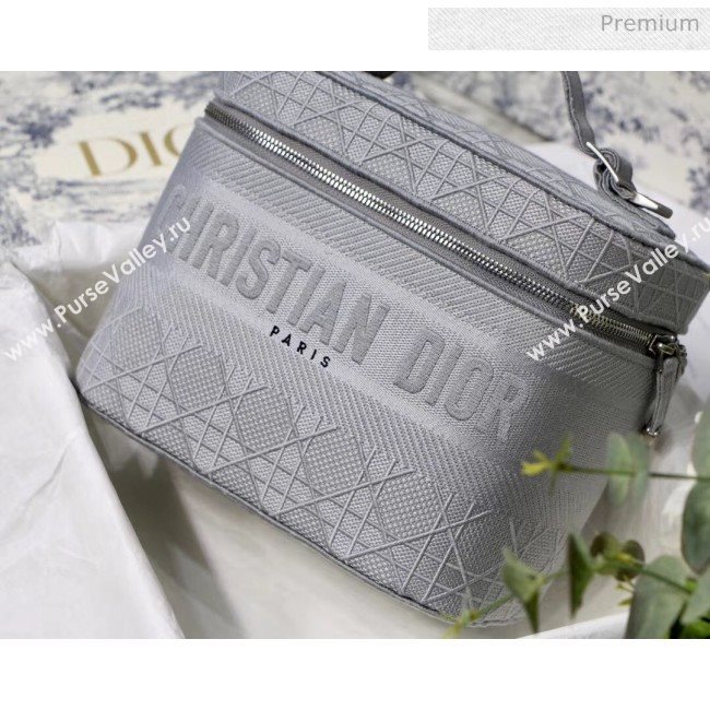 Dior Embroidered Canvas Large Cosmetic Bag Grey 2020 (XXG-20061248)