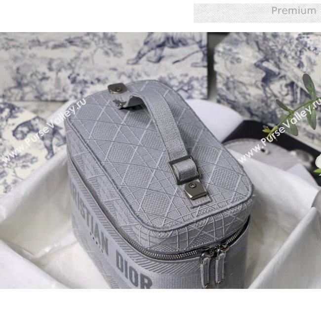 Dior Embroidered Canvas Large Cosmetic Bag Grey 2020 (XXG-20061248)