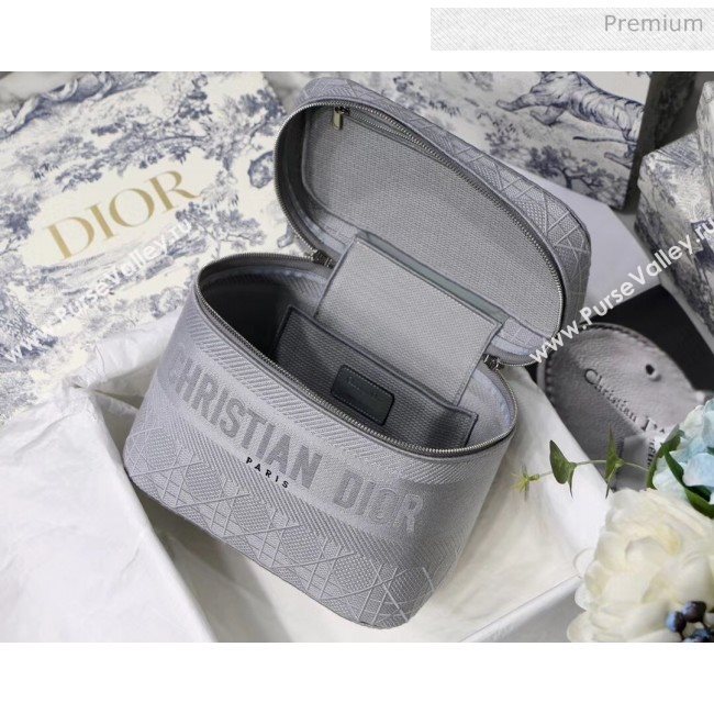 Dior Embroidered Canvas Large Cosmetic Bag Grey 2020 (XXG-20061248)