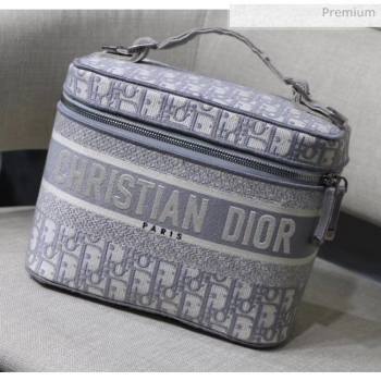 Dior Embroidered Oblique Canvas Large Cosmetic Bag Grey 2020 (XXG-20061249)