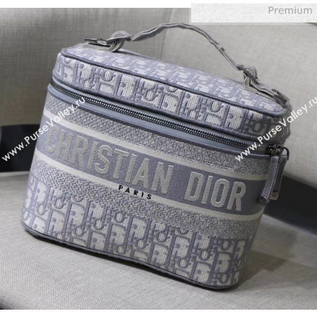 Dior Embroidered Oblique Canvas Large Cosmetic Bag Grey 2020 (XXG-20061249)
