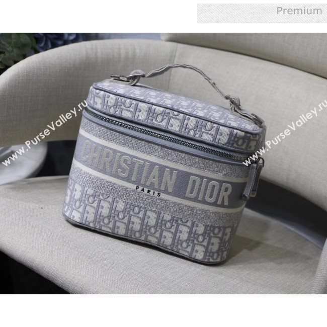 Dior Embroidered Oblique Canvas Large Cosmetic Bag Grey 2020 (XXG-20061249)