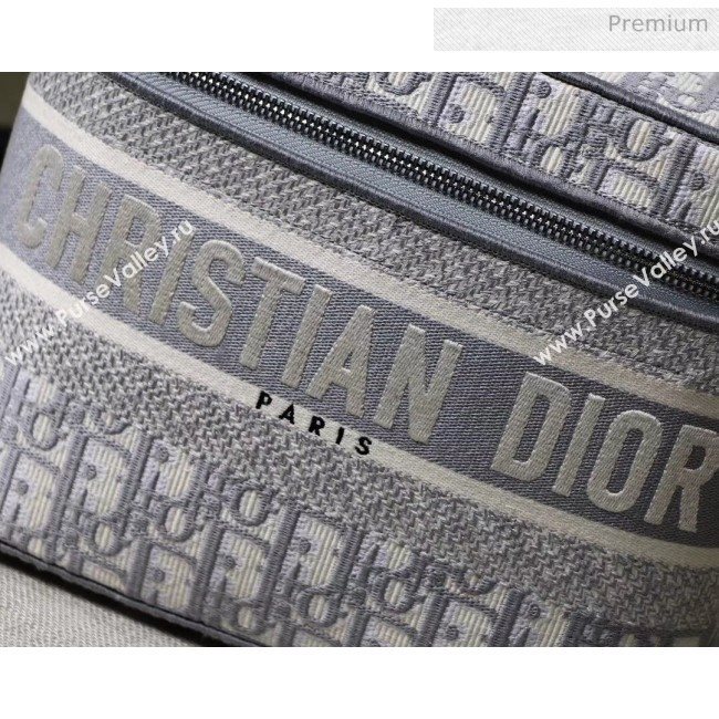 Dior Embroidered Oblique Canvas Large Cosmetic Bag Grey 2020 (XXG-20061249)