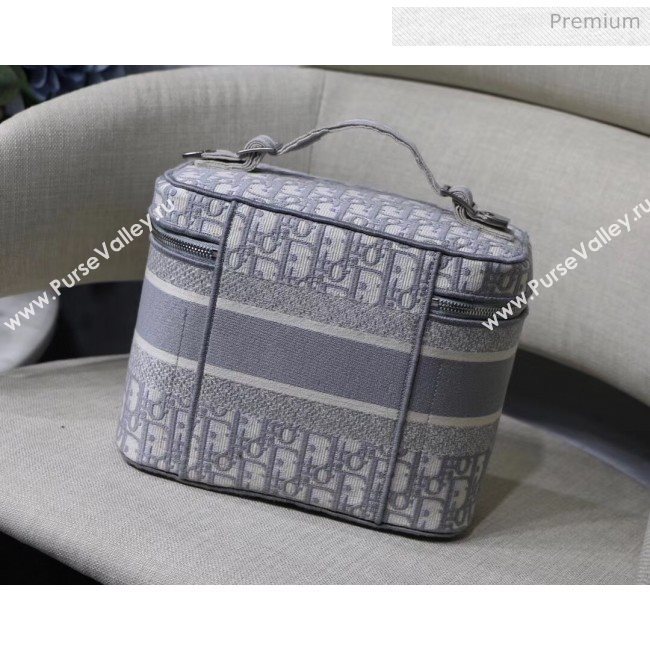 Dior Embroidered Oblique Canvas Large Cosmetic Bag Grey 2020 (XXG-20061249)