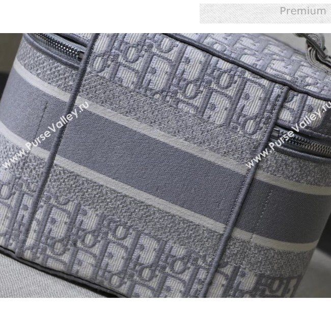 Dior Embroidered Oblique Canvas Large Cosmetic Bag Grey 2020 (XXG-20061249)