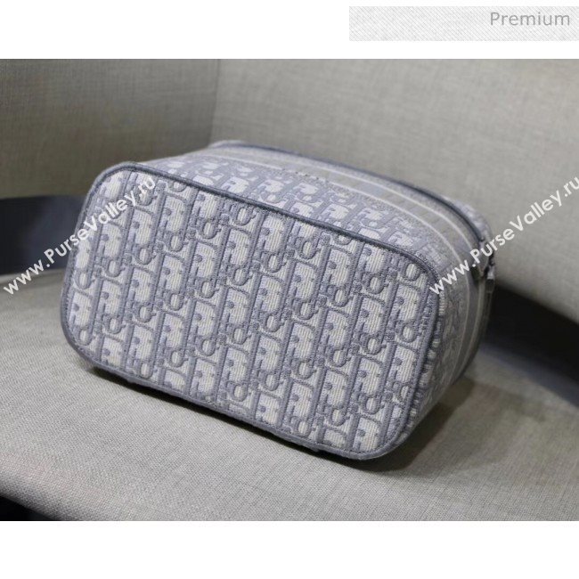 Dior Embroidered Oblique Canvas Large Cosmetic Bag Grey 2020 (XXG-20061249)
