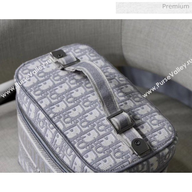 Dior Embroidered Oblique Canvas Large Cosmetic Bag Grey 2020 (XXG-20061249)