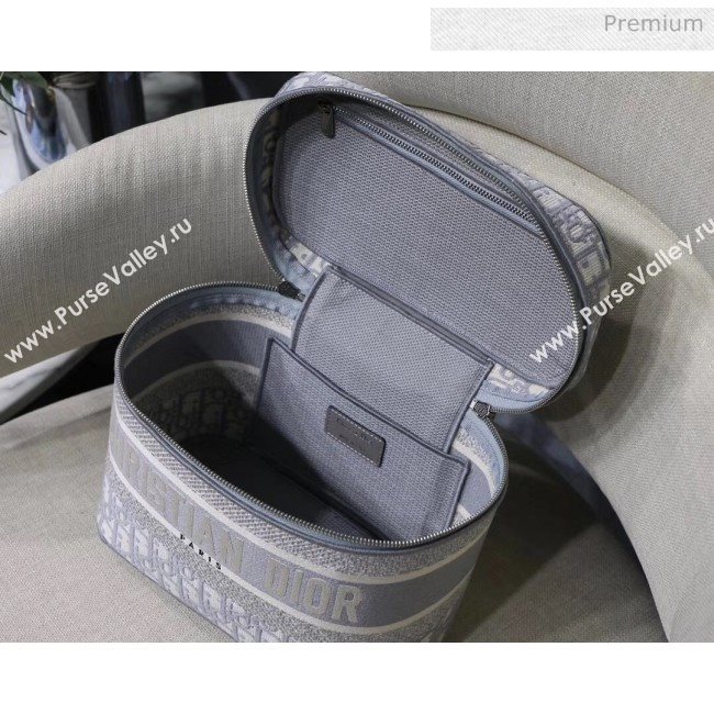 Dior Embroidered Oblique Canvas Large Cosmetic Bag Grey 2020 (XXG-20061249)