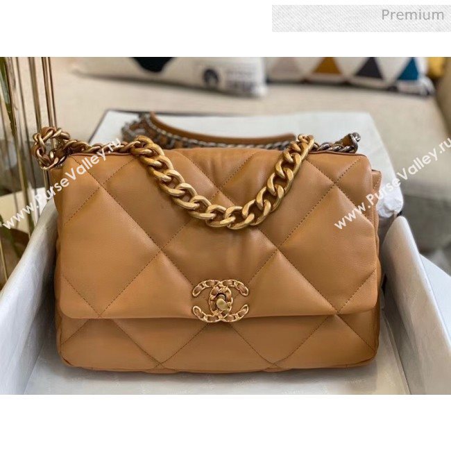 Chanel Lambskin Large Chanel 19 Flap Bag AS1161 Dark Beige 2020 Top Quality (SMJD-20061245)