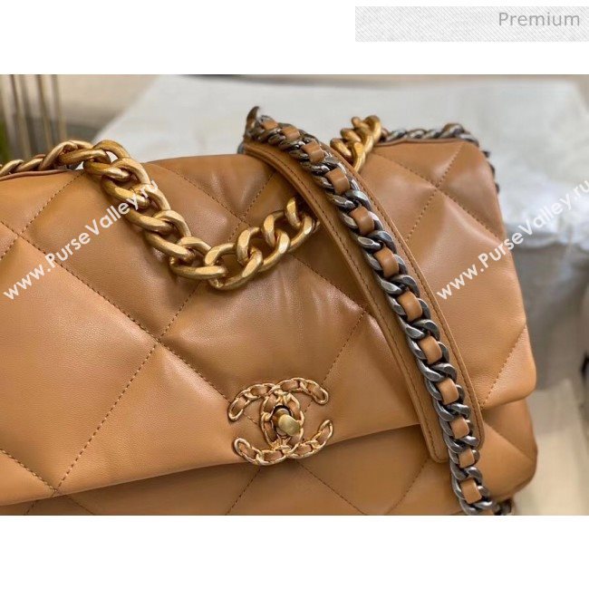 Chanel Lambskin Large Chanel 19 Flap Bag AS1161 Dark Beige 2020 Top Quality (SMJD-20061245)