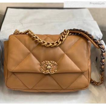 Chanel Lambskin Small Chanel 19 Flap Bag AS1160 Dark Beige 2020 Top Quality (SMJD-20061246)