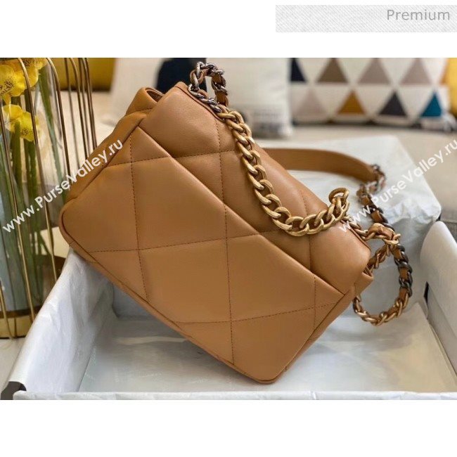 Chanel Lambskin Small Chanel 19 Flap Bag AS1160 Dark Beige 2020 Top Quality (SMJD-20061246)