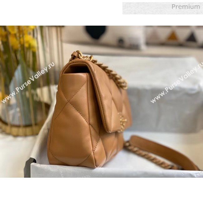 Chanel Lambskin Small Chanel 19 Flap Bag AS1160 Dark Beige 2020 Top Quality (SMJD-20061246)