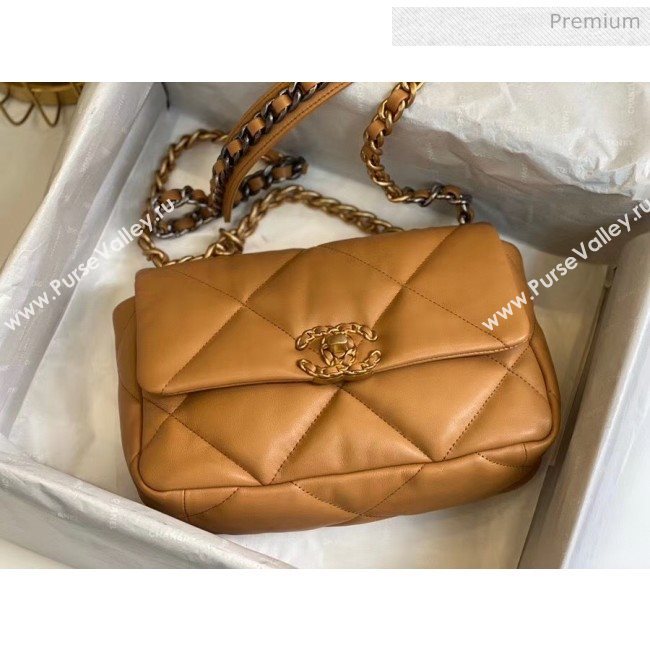 Chanel Lambskin Small Chanel 19 Flap Bag AS1160 Dark Beige 2020 Top Quality (SMJD-20061246)