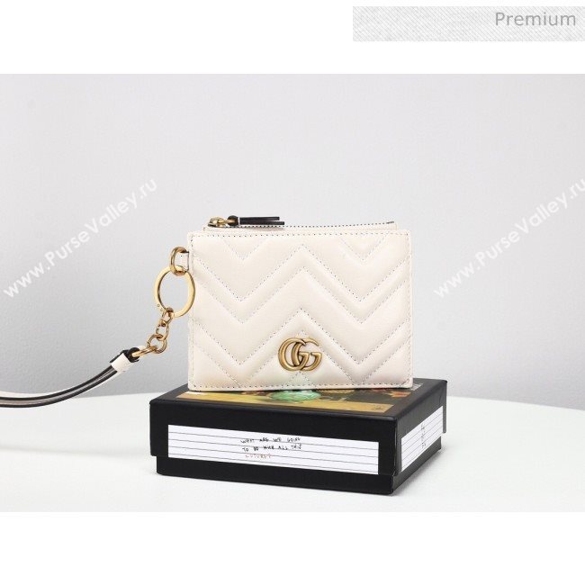 Gucci Strap GG Marmont Chevron Leather Card Case ‎546582 White (MINGH-9062731)