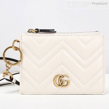 Gucci Strap GG Marmont Chevron Leather Card Case ‎546582 White (MINGH-9062731)
