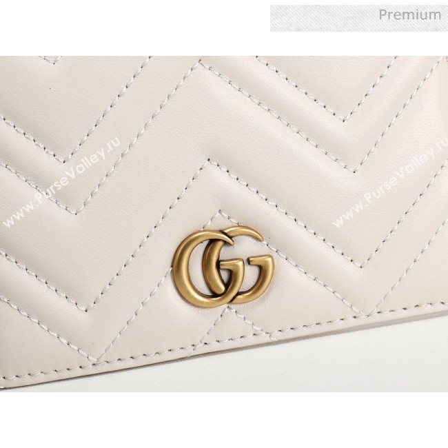 Gucci Strap GG Marmont Chevron Leather Card Case ‎546582 White (MINGH-9062731)