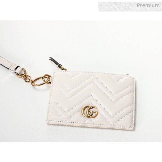 Gucci Strap GG Marmont Chevron Leather Card Case ‎546582 White (MINGH-9062731)