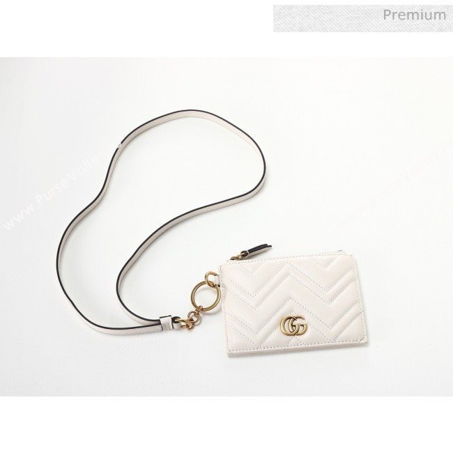 Gucci Strap GG Marmont Chevron Leather Card Case ‎546582 White (MINGH-9062731)