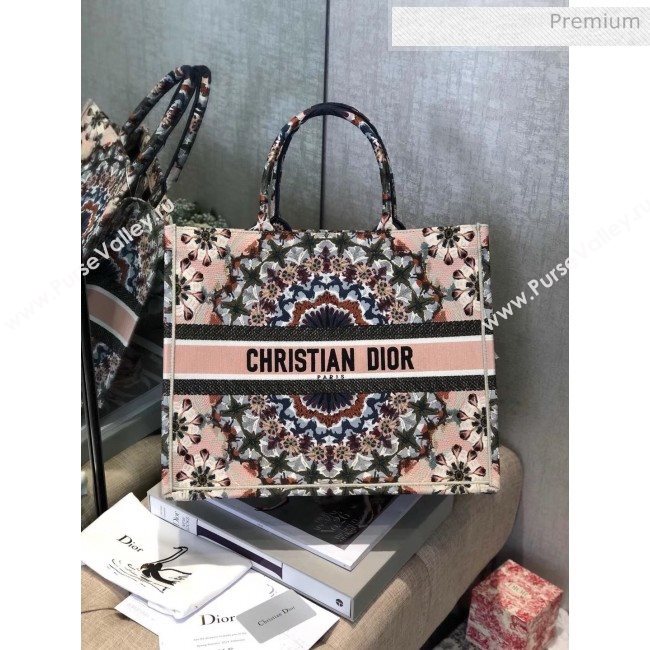 Dior Large Book Tote Bag in Kaleidoscope Embroidered Canvas Pink 2019 (XXG-20031915)