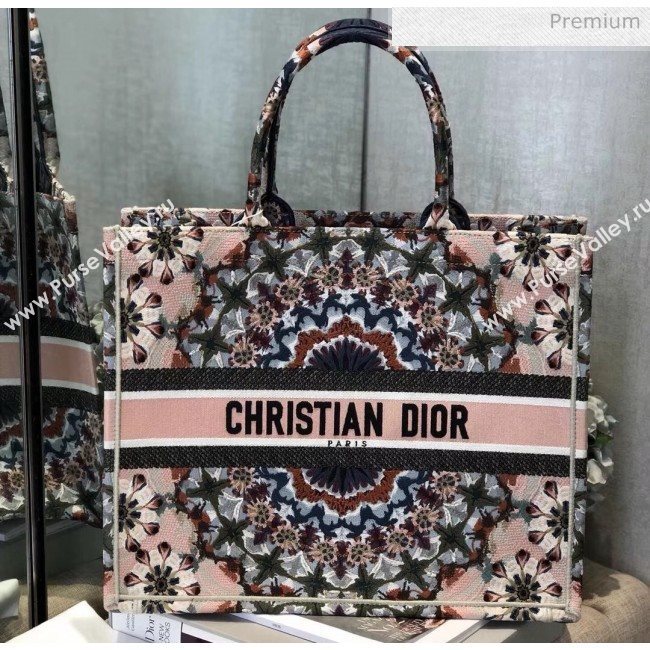 Dior Large Book Tote Bag in Kaleidoscope Embroidered Canvas Pink 2019 (XXG-20031915)