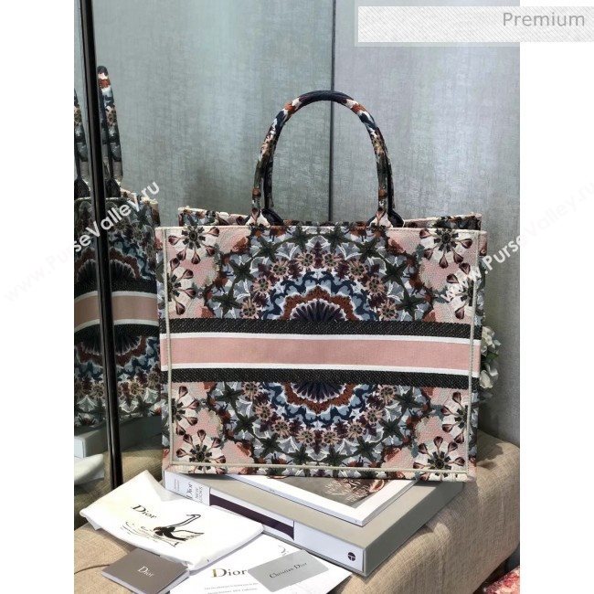 Dior Large Book Tote Bag in Kaleidoscope Embroidered Canvas Pink 2019 (XXG-20031915)