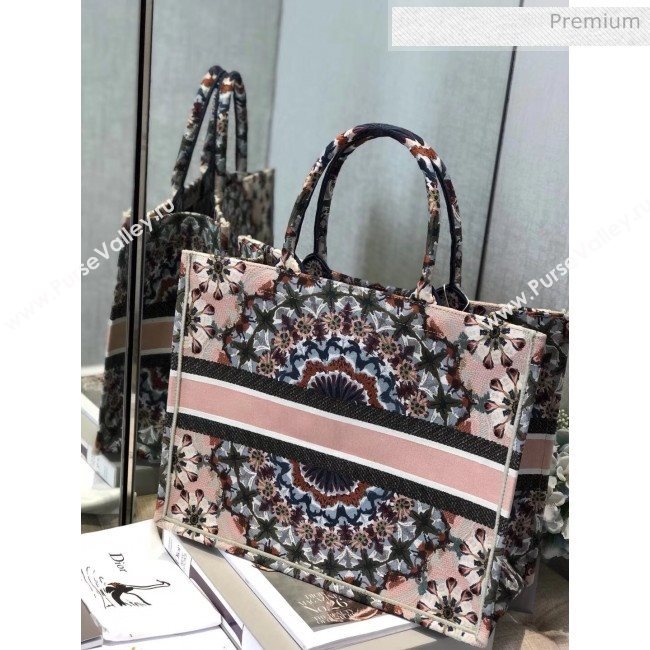 Dior Large Book Tote Bag in Kaleidoscope Embroidered Canvas Pink 2019 (XXG-20031915)