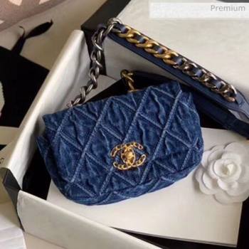 Chanel 19 Quilted Denim Waist/Belt Bag AS1163 Blue 2019 (XING-20061709)