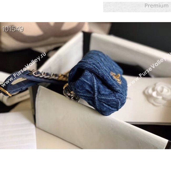 Chanel 19 Quilted Denim Waist/Belt Bag AS1163 Blue 2019 (XING-20061709)