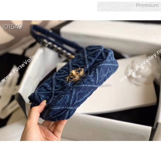 Chanel 19 Quilted Denim Waist/Belt Bag AS1163 Blue 2019 (XING-20061709)