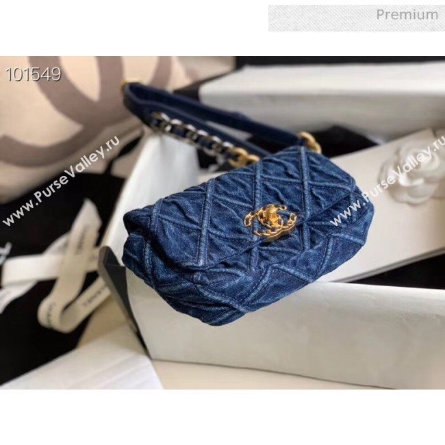 Chanel 19 Quilted Denim Waist/Belt Bag AS1163 Blue 2019 (XING-20061709)