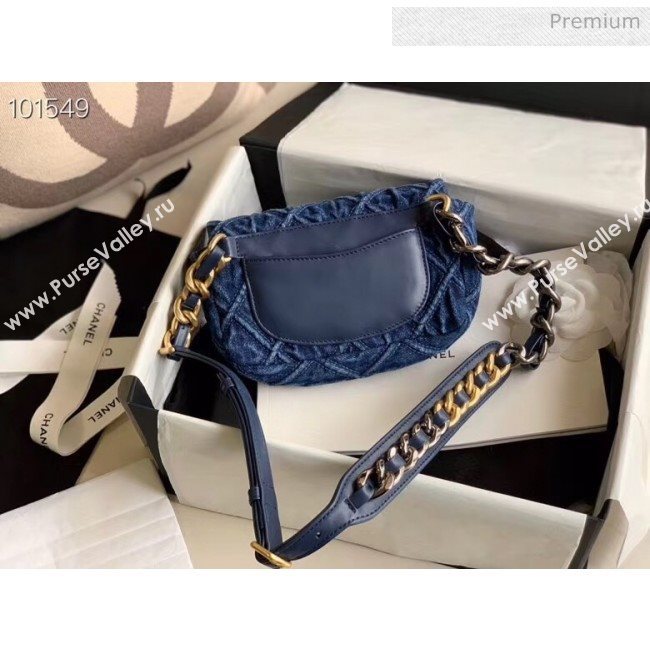 Chanel 19 Quilted Denim Waist/Belt Bag AS1163 Blue 2019 (XING-20061709)