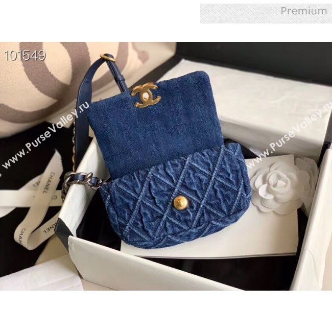 Chanel 19 Quilted Denim Waist/Belt Bag AS1163 Blue 2019 (XING-20061709)