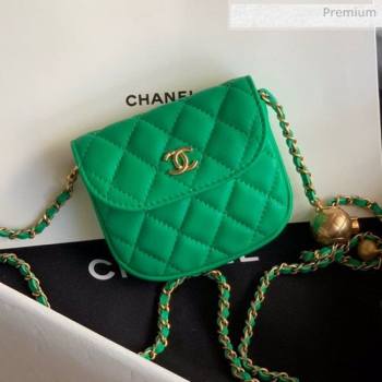 chaneI Quilted Lambskin Mini Flap Waist Bag with Metal Ball AP1461 Green 2020 (KN-20061717)