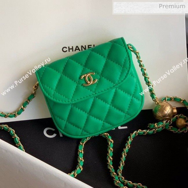 Chanel Quilted Lambskin Mini Flap Waist Bag with Metal Ball AP1461 Green 2020 (KN-20061717)