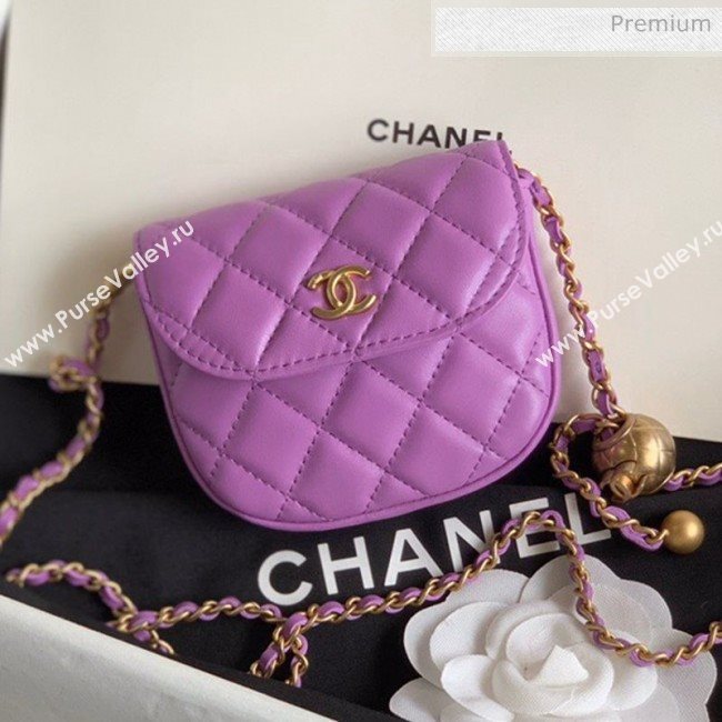 Chanel Quilted Lambskin Mini Flap Waist Bag with Metal Ball AP1461 Purple 2020 (KN-20061715)