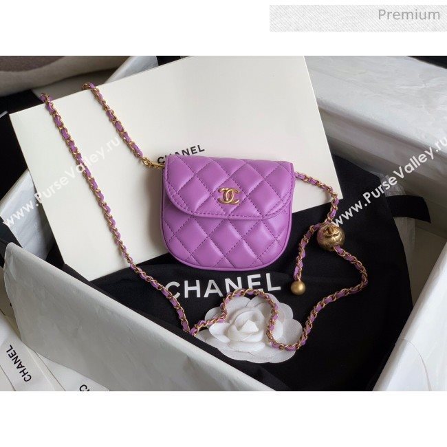 Chanel Quilted Lambskin Mini Flap Waist Bag with Metal Ball AP1461 Purple 2020 (KN-20061715)