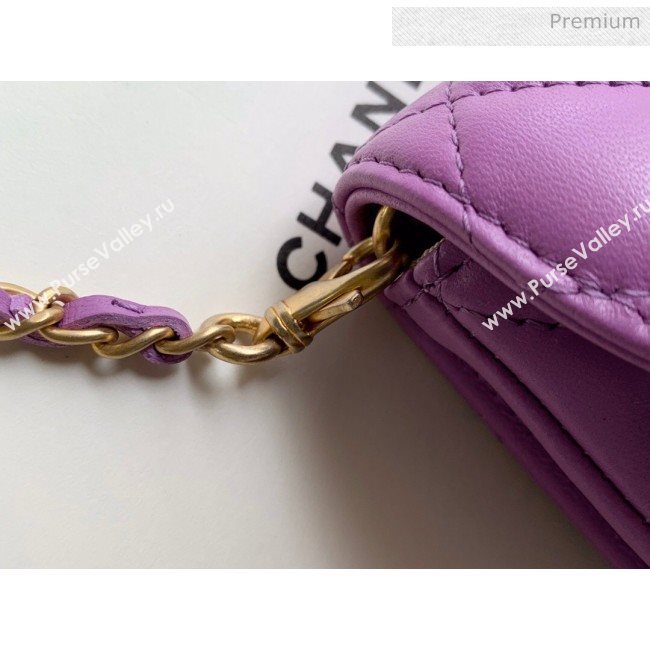 Chanel Quilted Lambskin Mini Flap Waist Bag with Metal Ball AP1461 Purple 2020 (KN-20061715)