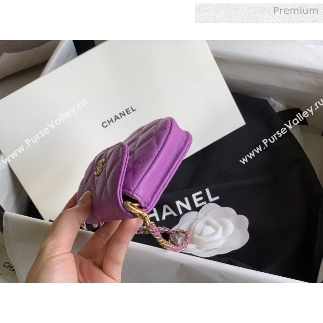 Chanel Quilted Lambskin Mini Flap Waist Bag with Metal Ball AP1461 Purple 2020 (KN-20061715)