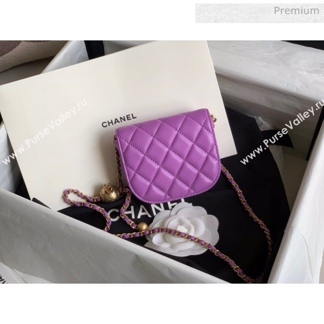 Chanel Quilted Lambskin Mini Flap Waist Bag with Metal Ball AP1461 Purple 2020 (KN-20061715)